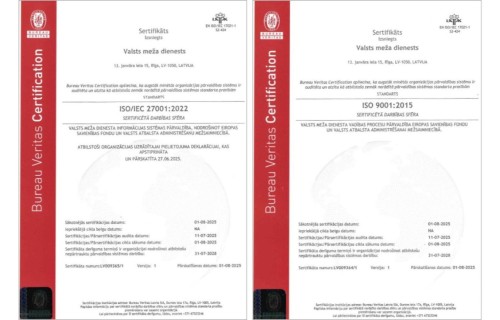 Valsts meža dienests ir ieguvis starptautiskus kvalitātes un informācijas drošības sertifikātus